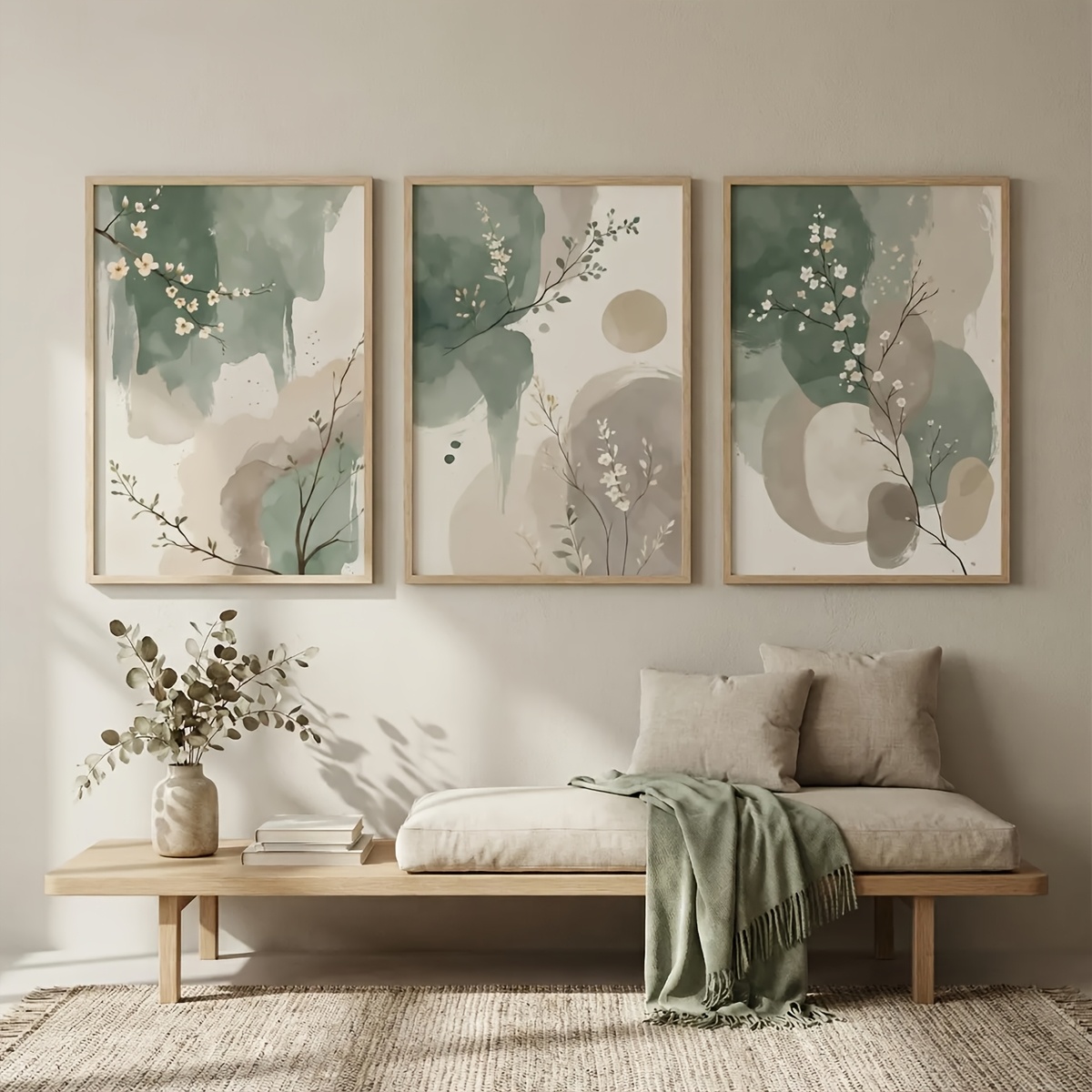 Home Office Image - 3pcs 일본식 식물 캔버스 벽 예술