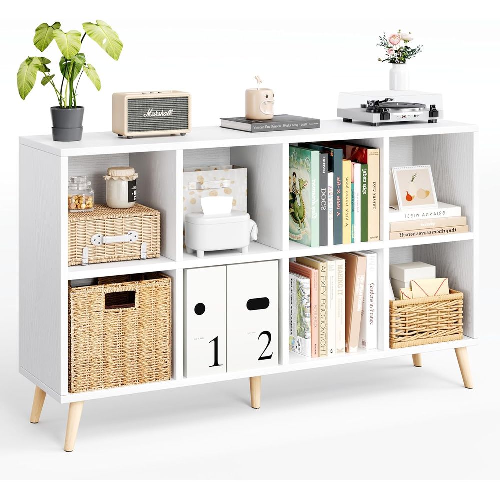 Home Office Bookshelves - 다리가 있는 2단 목재 책장, 11개의