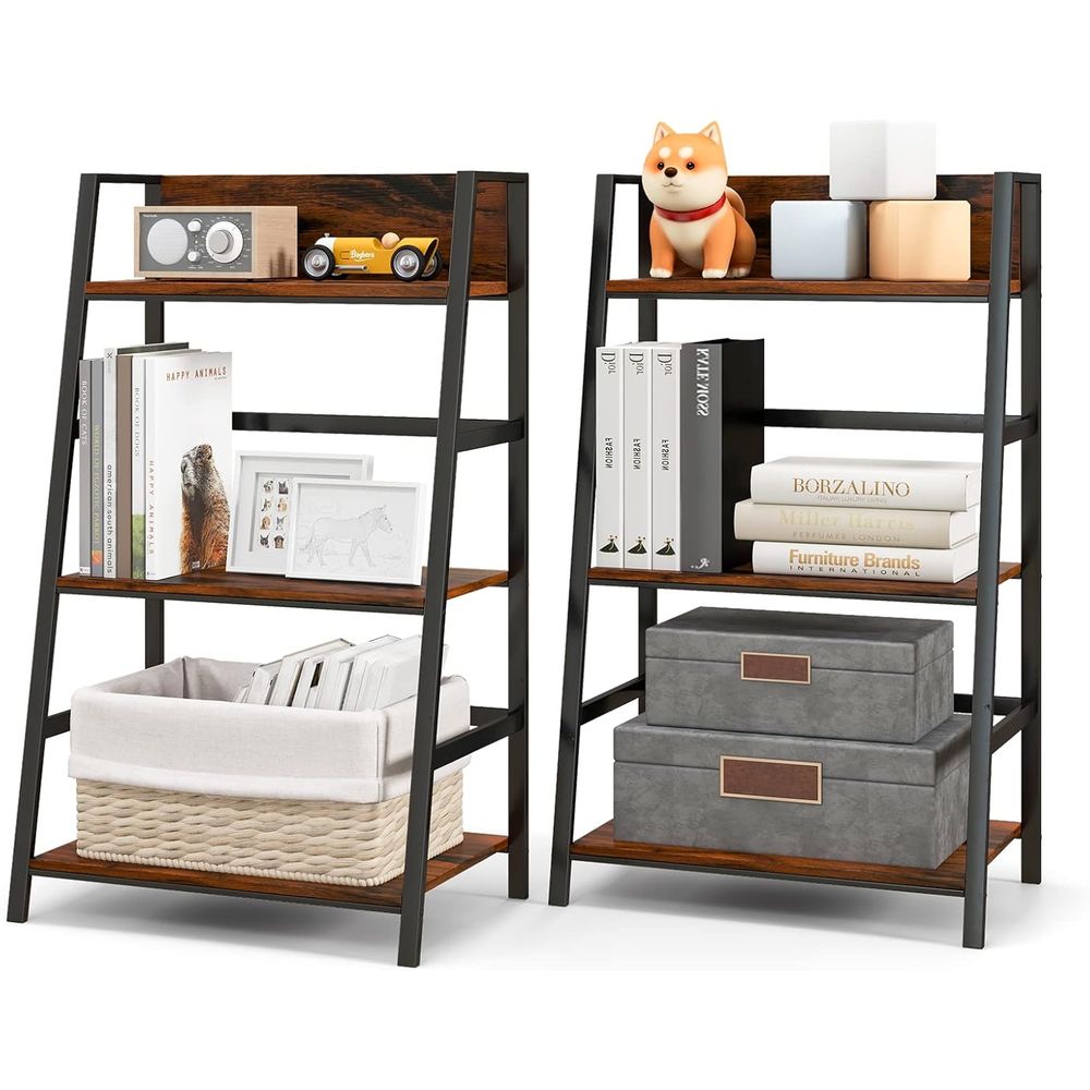 Home Office Bookshelves - 3단 목재 산업용 책장, 금속 프레임,