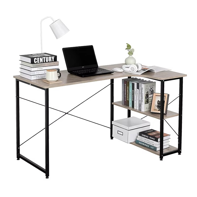 Home Office Bookshelves - L자형 코너 책상, 책장이 통합된 벽걸이