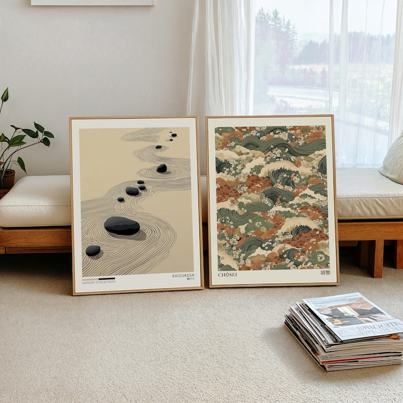 Home Office Image - 2pcs Japandi Zen 캔버스 벽 아트