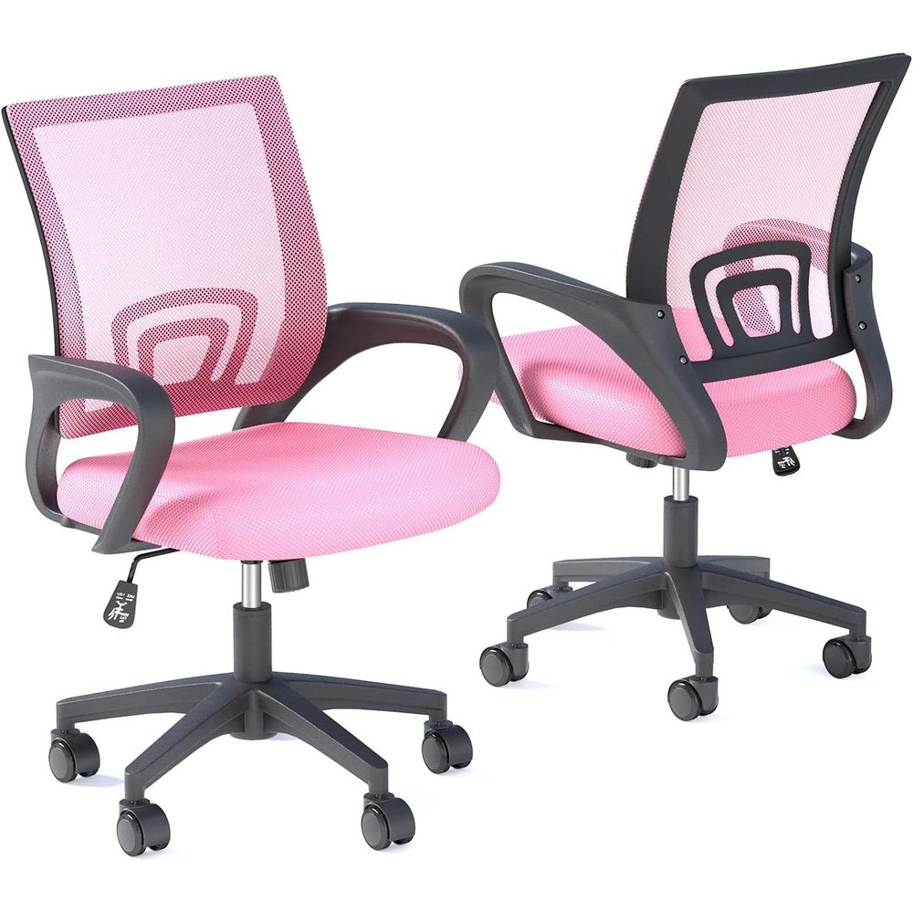 Home Office Chair - 핑크색 인체공학적 메쉬 사무용 의자 2개