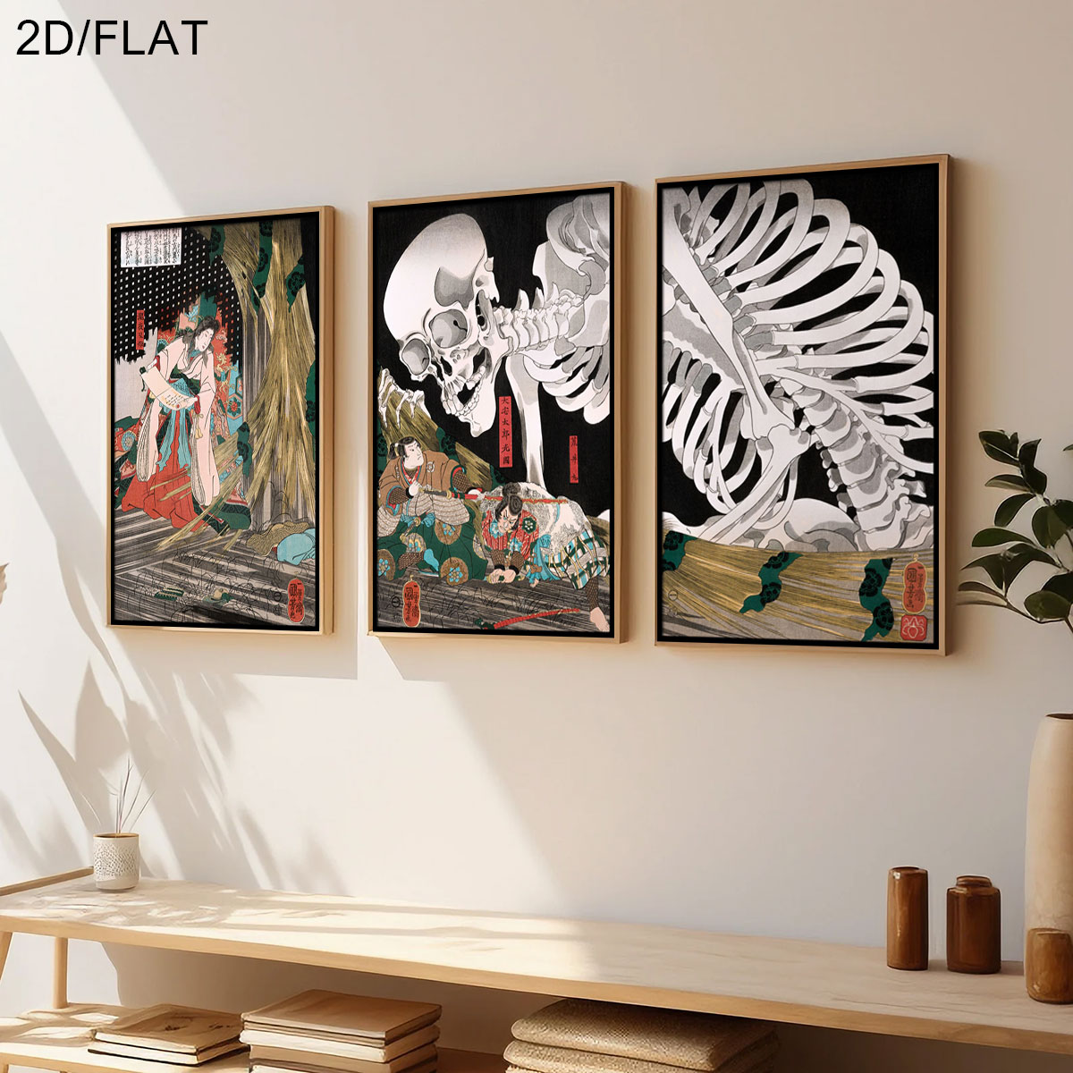 3pcs 레트로 일본 타키야샤 마녀 & 해골 유령 캔버 - Home Office Image 리뷰 및 가격