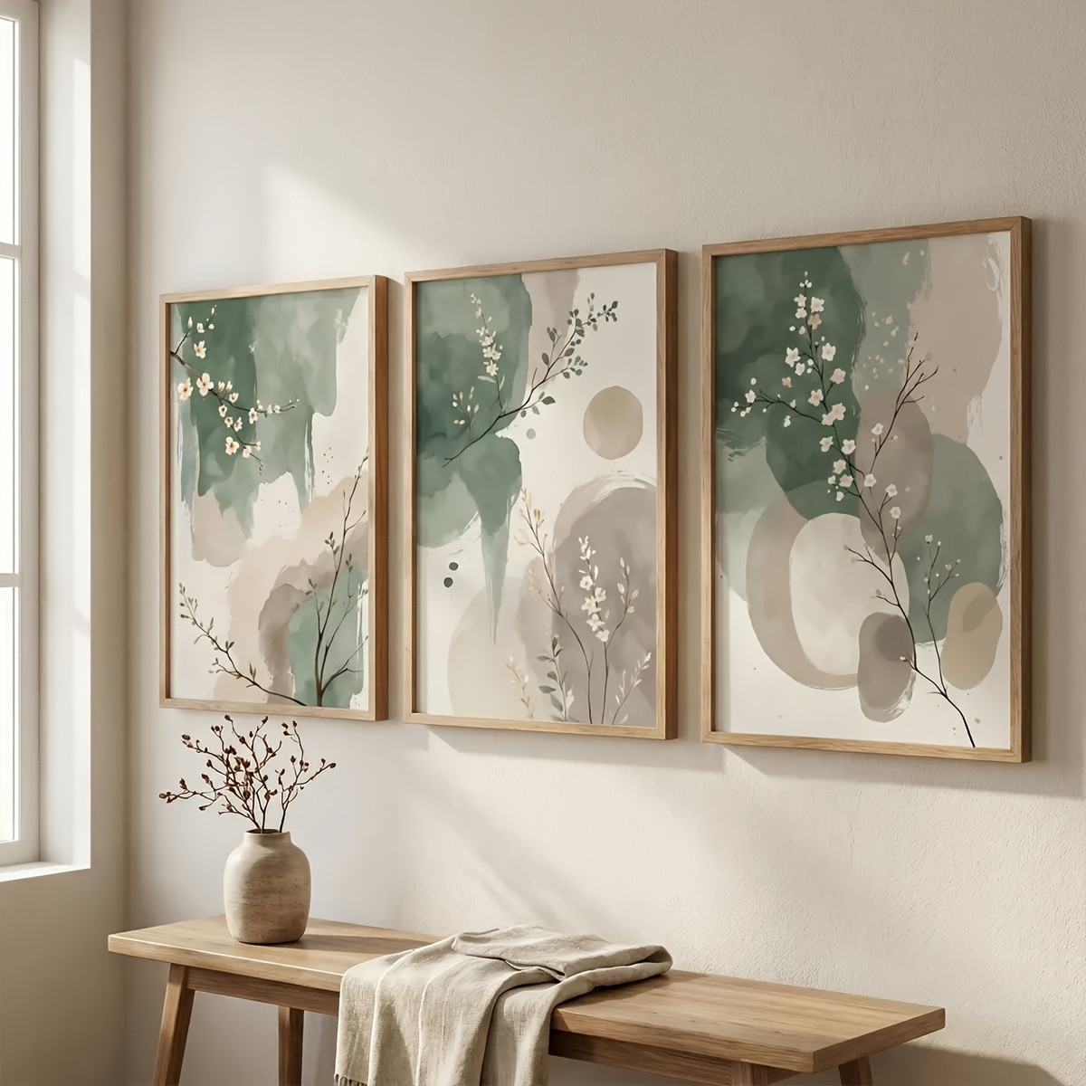 3pcs 일본식 식물 캔버스 벽 예술 프레임리스 추상  - Home Office Image 리뷰 및 가격