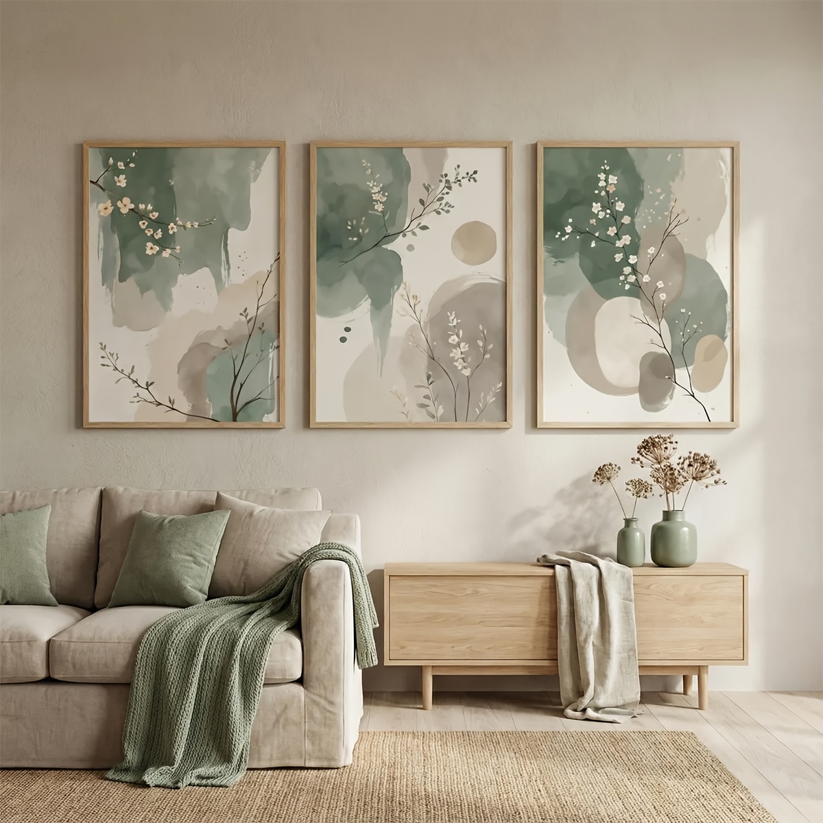 3pcs 일본식 식물 캔버스 벽 예술 프레임리스 추상  - Home Office Image 리뷰 및 가격
