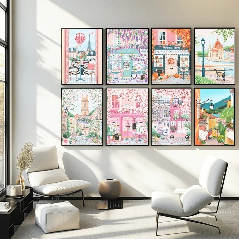 파리 런던 헝가리 여행 포스터 및 프린트 커피 애프터눈 - Home Office Image 리뷰 및 가격
