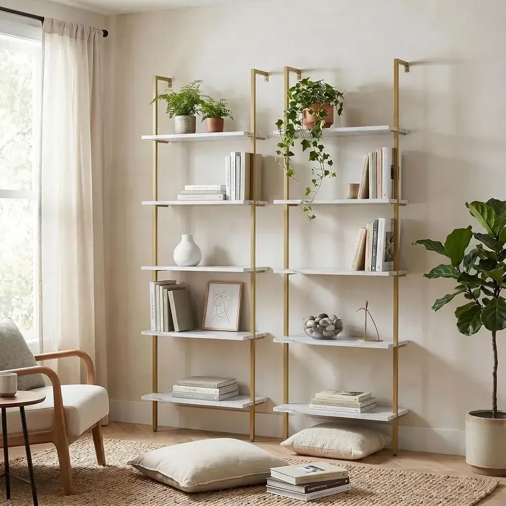 5단 화이트 대리석 벽걸이형 나무 선반 - 홈 오피스  - Home Office Bookshelves 리뷰 및 가격