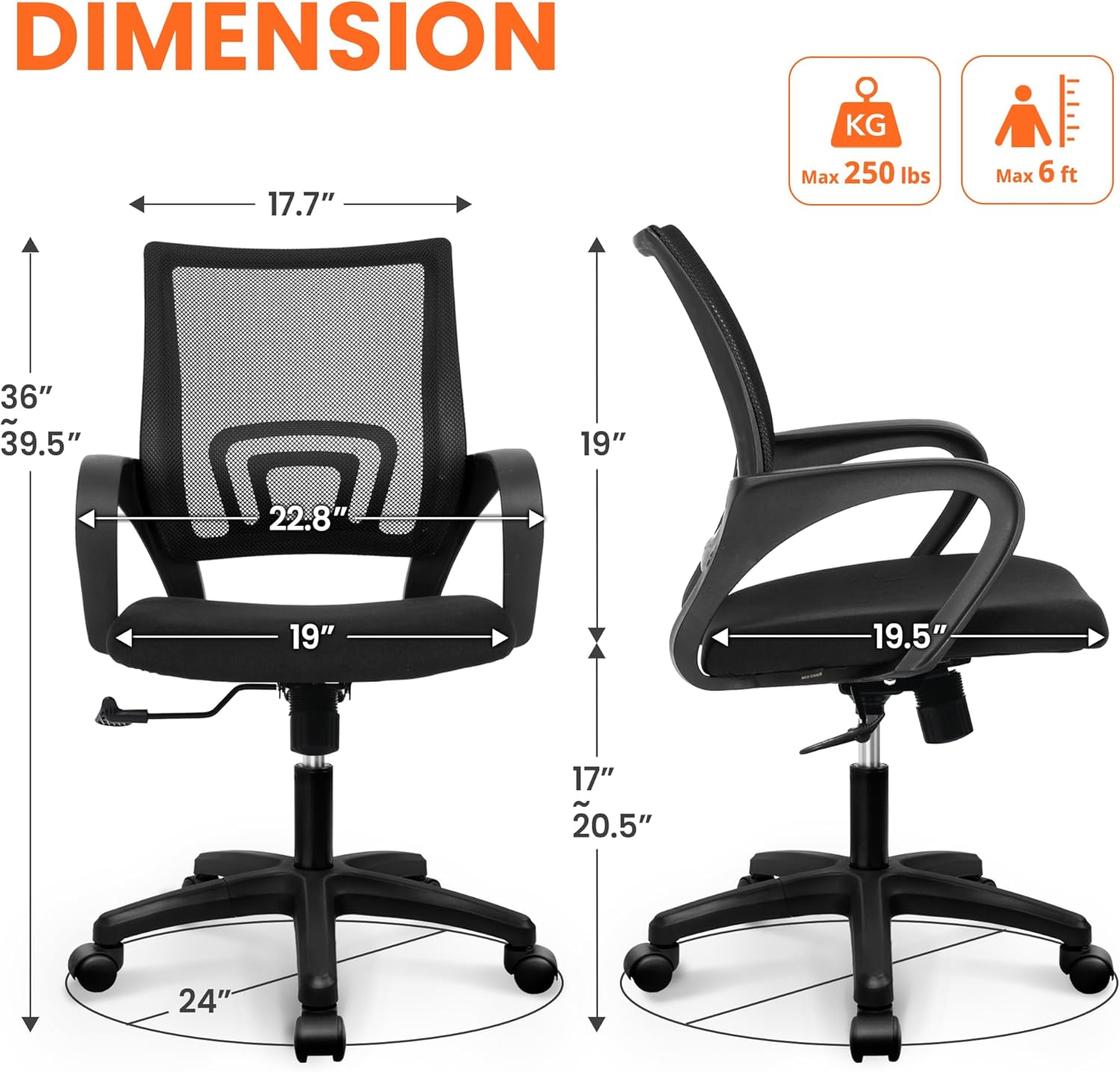 인체공학적 메쉬 사무용 의자, 요추 지지대, 높이 조절 - Home Office Chair 리뷰 및 가격