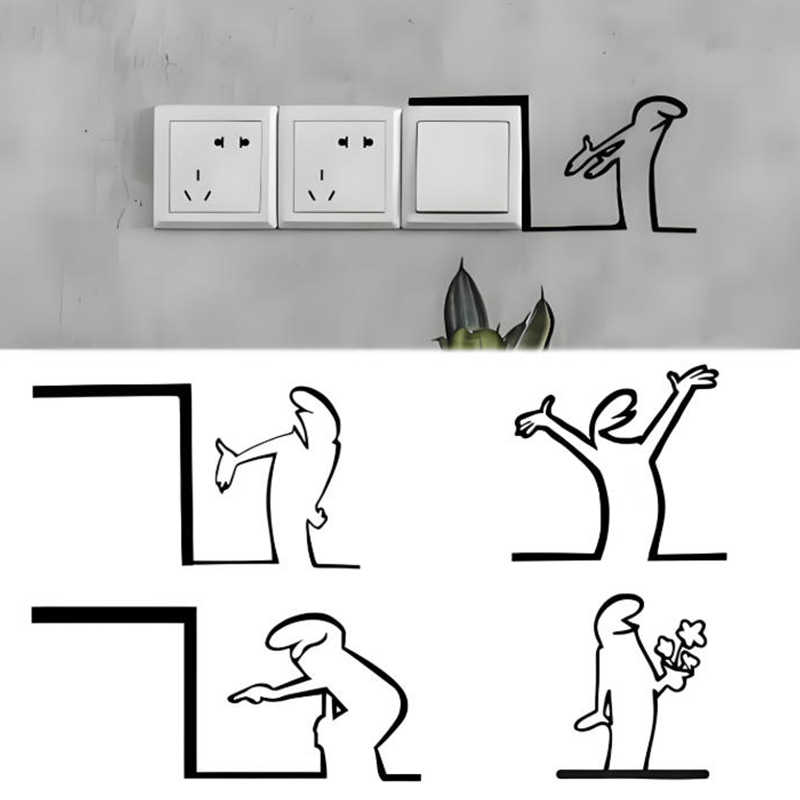 새로운! 미니멀리스트 스위치 스티커 만화 캐릭터 전원  - Home Office Interior Design 리뷰 및 가격