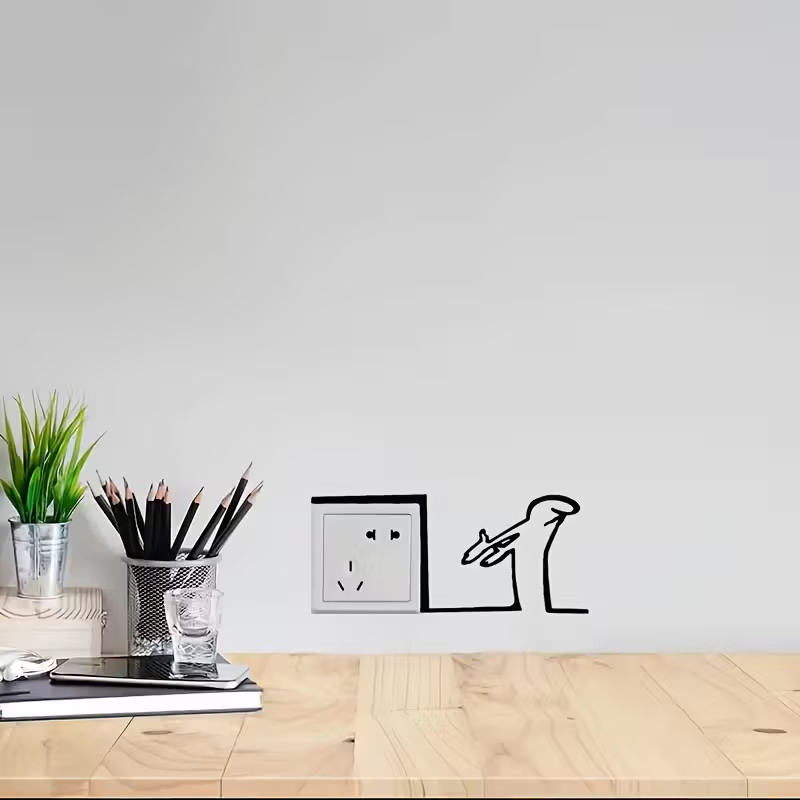 새로운! 미니멀리스트 스위치 스티커 만화 캐릭터 전원  - Home Office Interior Design 리뷰 및 가격