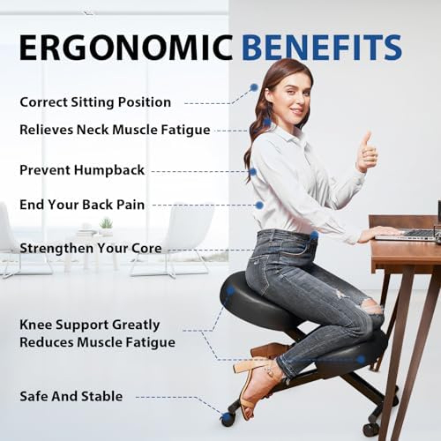 인체공학적 무릎꿇이 의자, 높이 조절 가능하고 쿠션이  - Home Office Chair 리뷰 및 가격