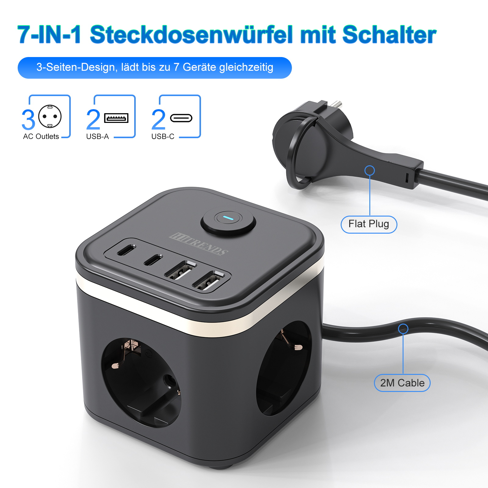 3680W EU 플랫 플러그 전원 스트립 큐브(AC 콘 - Power Strip Desk 리뷰 및 가격