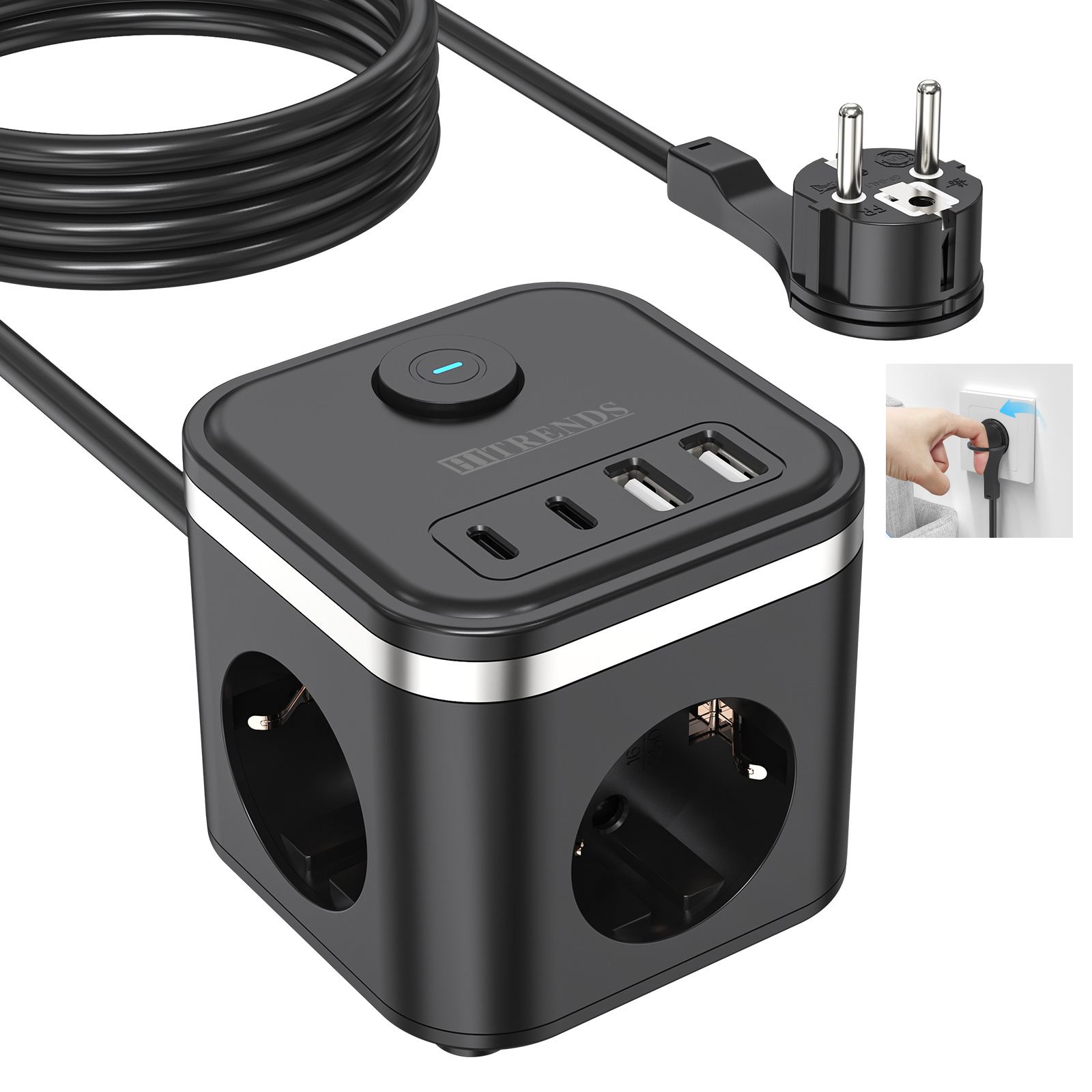 3680W EU 플랫 플러그 전원 스트립 큐브(AC 콘 - Power Strip Desk 리뷰 및 가격