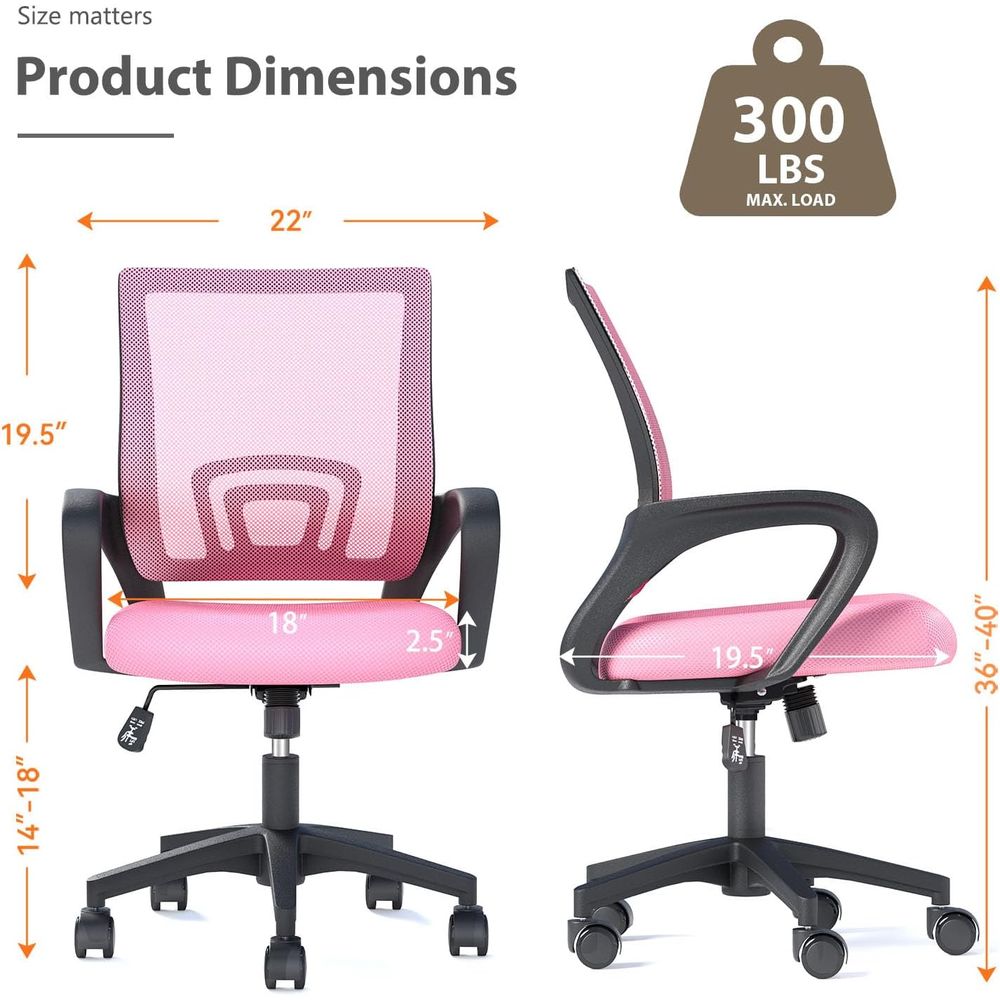 핑크색 인체공학적 메쉬 사무용 의자 2개 세트 - 요추 - Home Office Chair 리뷰 및 가격