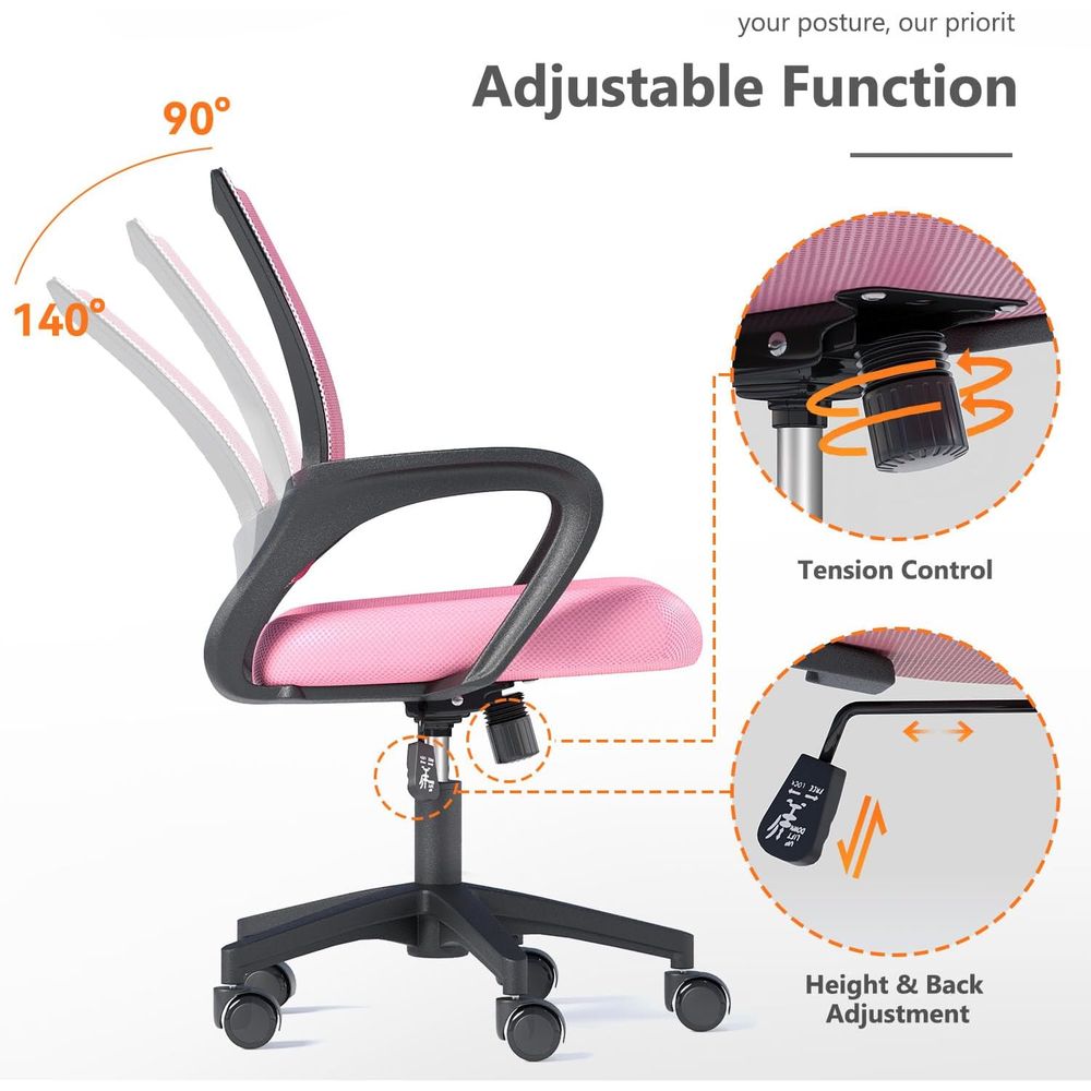 핑크색 인체공학적 메쉬 사무용 의자 2개 세트 - 요추 - Home Office Chair 리뷰 및 가격