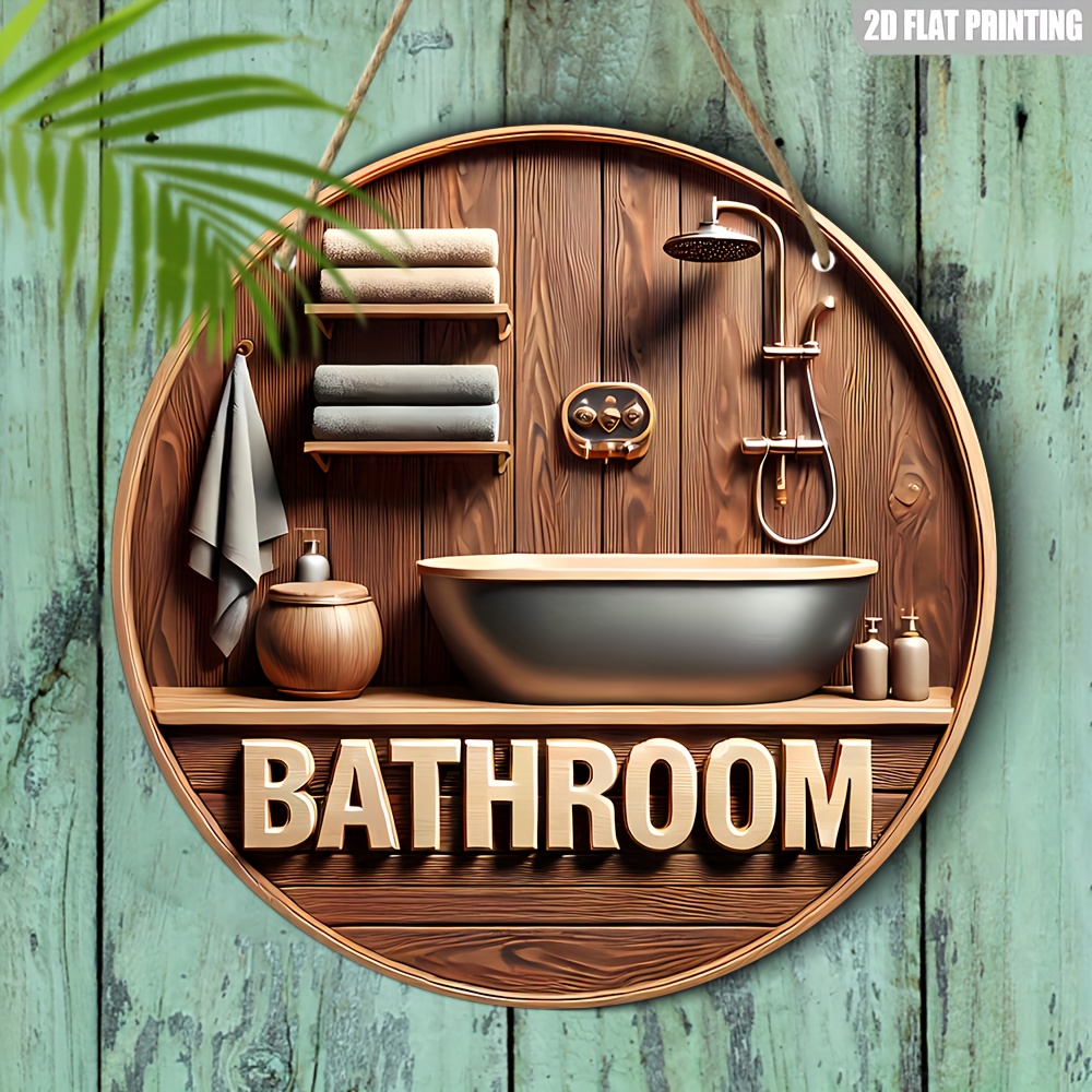 1 조각 2D 나무 디스크 욕실 테마 벽 아트 로그인  - Home Office Architecture 리뷰 및 가격